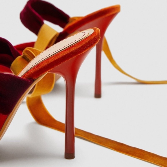 ZARA WOMAN MULTI COLOR SANDALS WITH VELVET STRAPS - Picture 4 of 8